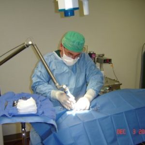 Dr. Hartzoge utilizing the surgical laser technology